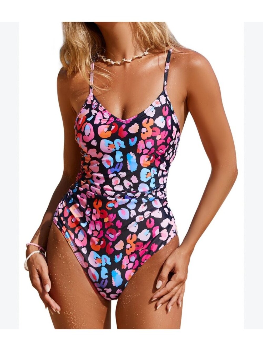 Cupshe o-ring multi color leopard bathing suit size m